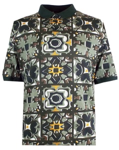 Espionage Poloshirt mit abstraktem Print, dunkeloliv